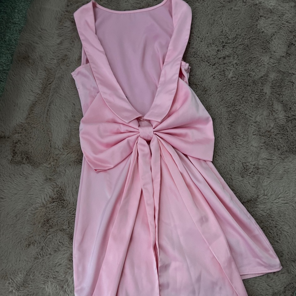 pink satin dress
